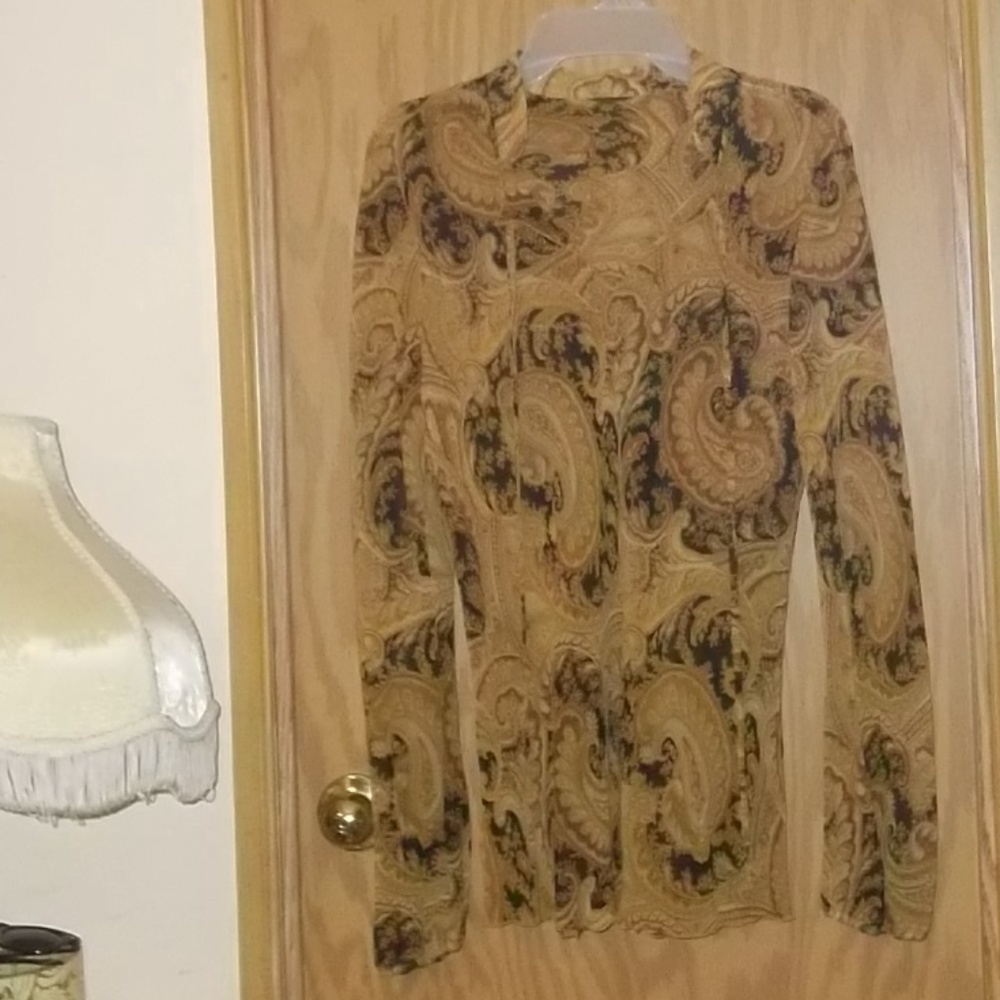 Paisley Hippie Blouse Top Sheer Shirt